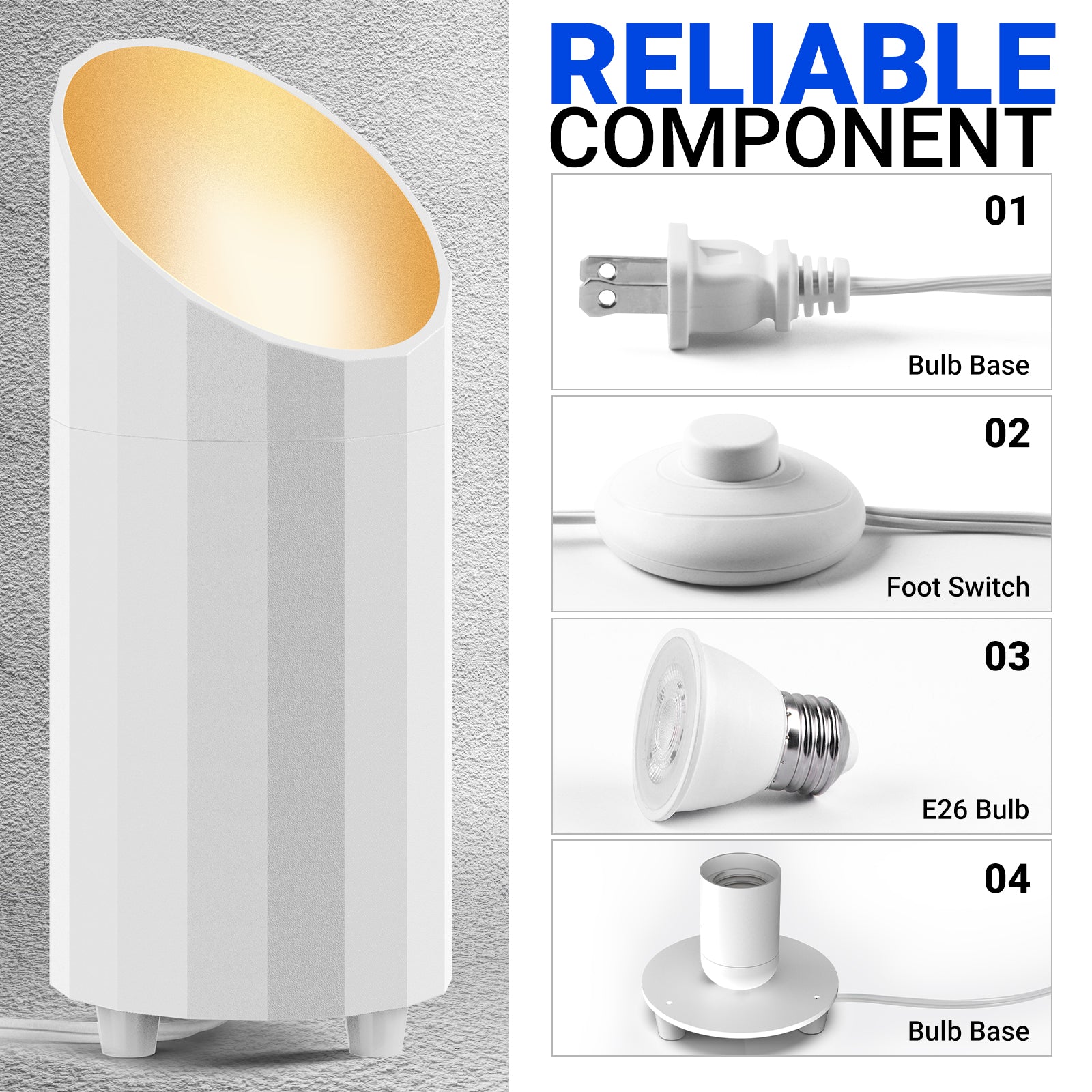 Barrina E26 Bulb LED Uplighting Indoor Spotlight 2700K | Detachable & Foot Switch | UL1B07