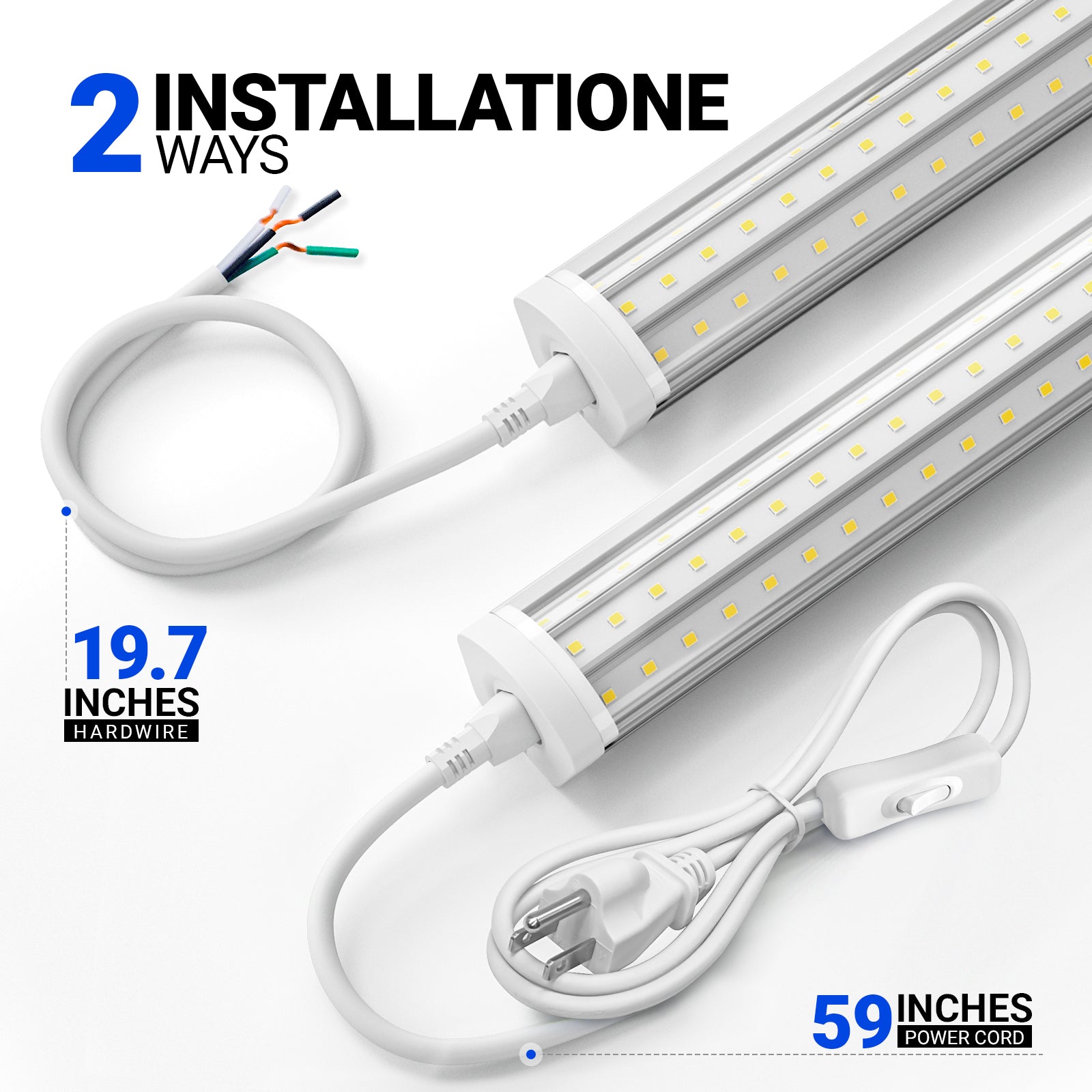 Barrina T8 140W LED Shop Lights 8FT 5000K 17000LM | Clear Cover, V Shape Tube & Hanging | BAX140a
