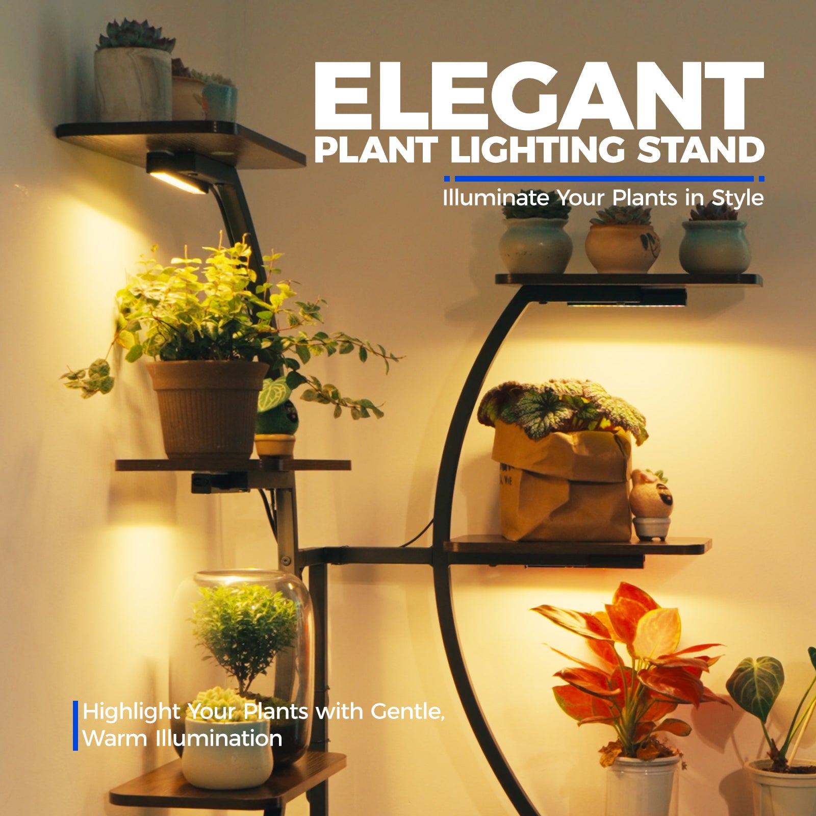 Barrina LS12 Corner Plant Stand with 4-Pack Grow Lights | Full Spectrum & S-Shape | LS12