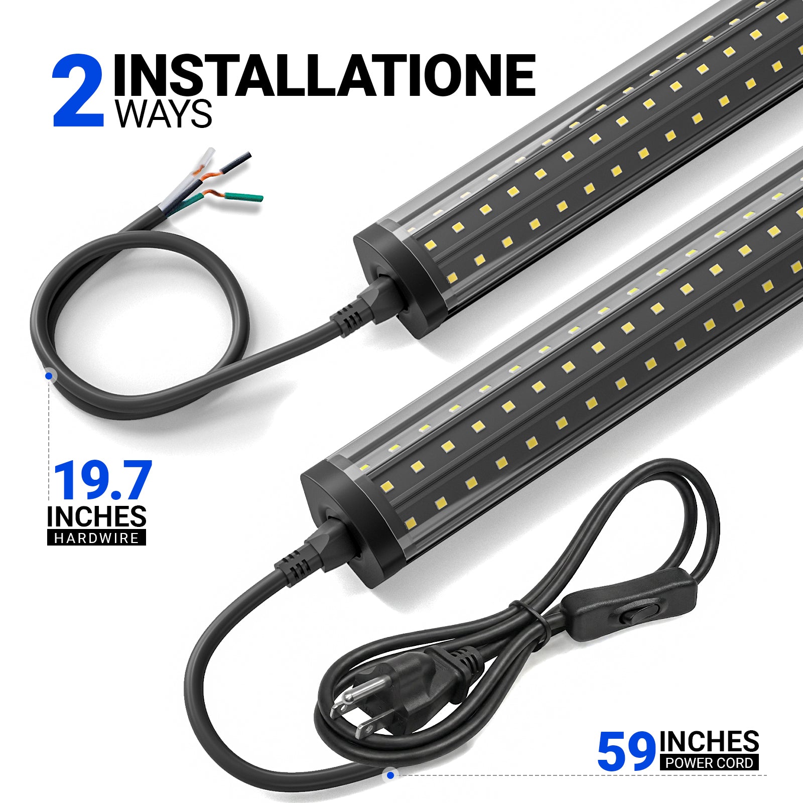 Barrina T8 140W LED Shop Lights 8FT 5000K 17000LM | Clear Cover, V Shape Tube & Hanging | BAX140a (Black)