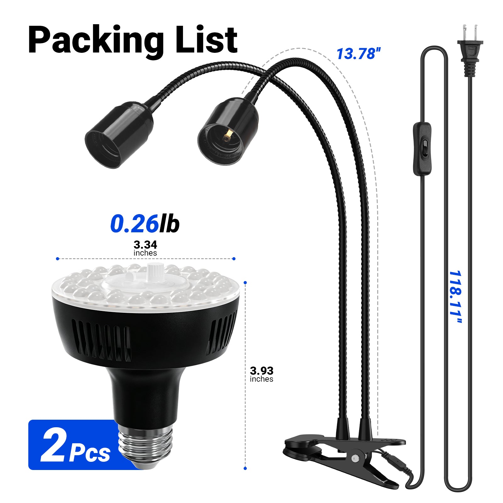 Barrina Orbgrow 2 x 11W Clip-On LED Grow Lights 4000K | Full Spectrum, Dimmable & Timing | OG11A2