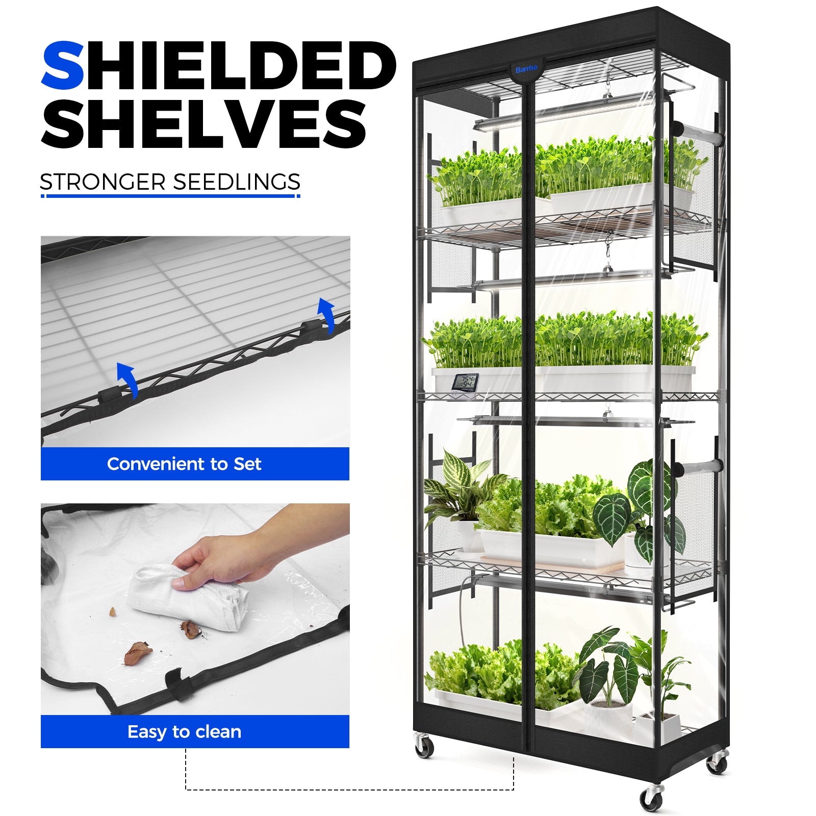 Barrina LP750 Greenhouse with 4-Pack 35W TX-S35 Grow Lights 2FT 5000K | Full Spectrum, Tent, Thermo-Hygrometer & Timer | LP750