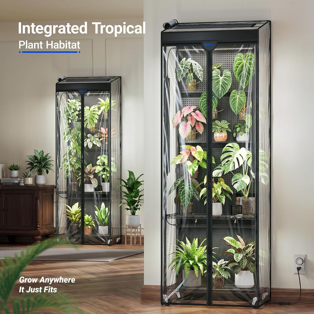 Barrina LH600  Greenhouse with 4-Pack Grow Lights 70W 5000K,  |  3 Adjustable Pegboards& Timer  | LH600
