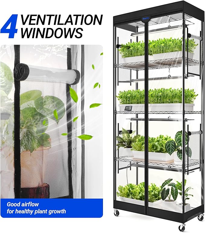 Plant Stand Tent 30.3 x 15.0 x 70.1IN Double Sided Windows (2 on Each Side) | For Barrina LP750 Indoor Greenhouse with Grow Light