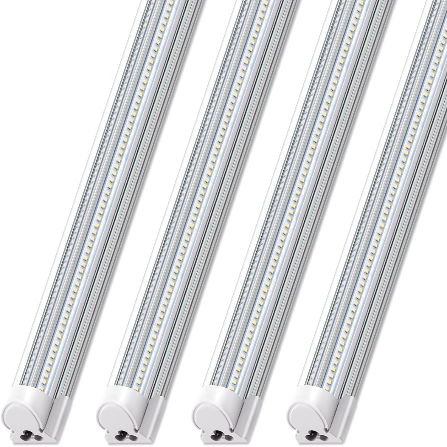 Barrina T8 100W LED Shop Lights 8FT 6500K 15000LM 4 Pack | Clear Cover & V Shape Tube | BAX100