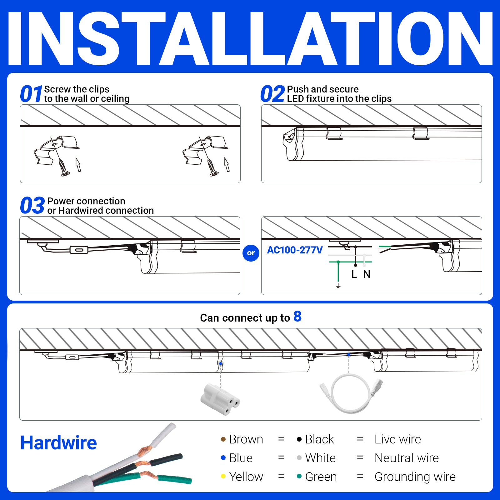 Barrina T5 20W LED Shop Lights 4FT 6500K 2200LM | Linkable & Corded Electric Switch | AAL20