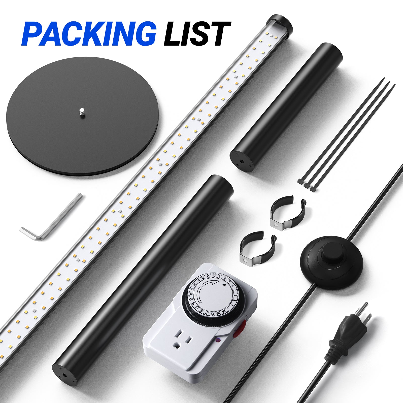 Barrina T10 Pro 42W LED Standing Grow Light 4FT-5.6FT 3000K+6500K+660nm | Full Spectrum & Timer | T1042