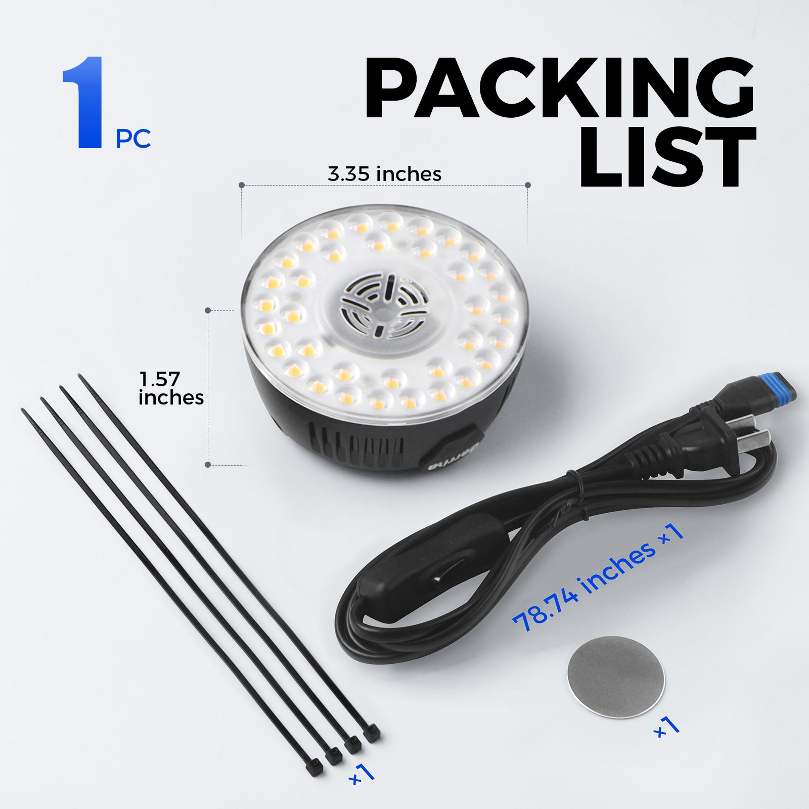 Barrina Orbgrow 9W LED Puck Grow Lights 5000K | Full Spectrum, Magnetic & Linkable | OG09