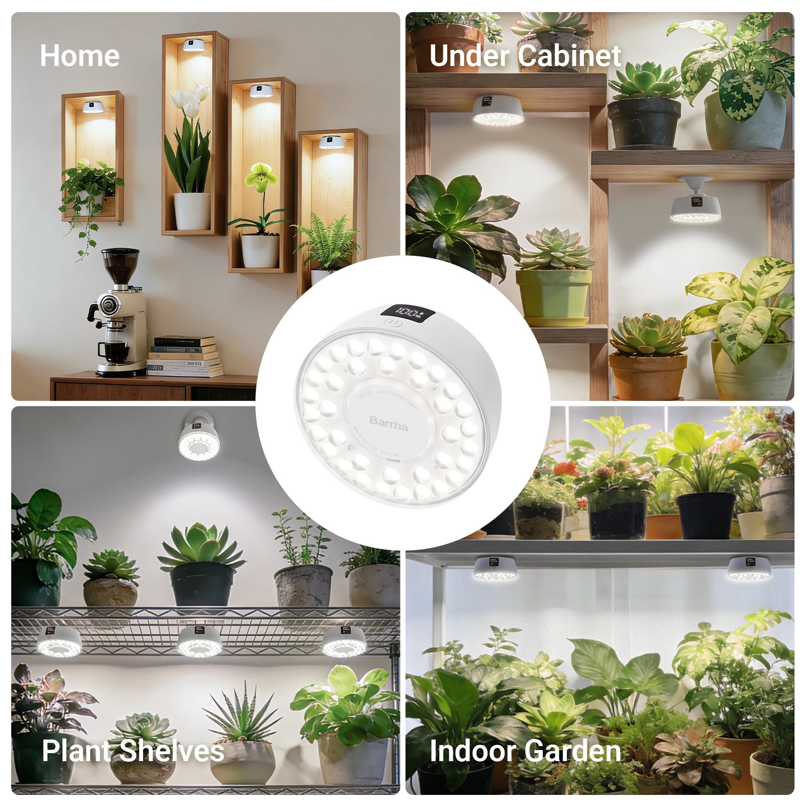 Barrina Orbgrow Rechargeable LED Puck Grow Lights 5000K | Full Spectrum, Magnetic & Timing | OG03C (White)