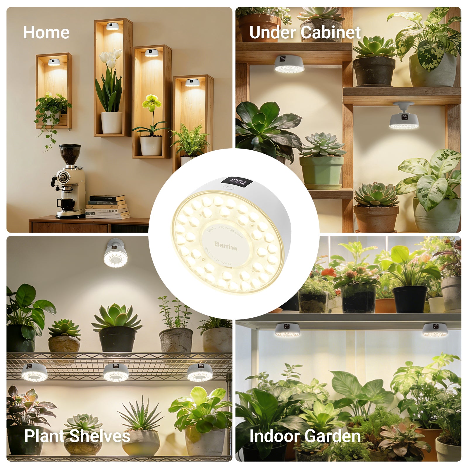 Barrina Orbgrow Rechargeable LED Puck Grow Lights 4000K | Full Spectrum, Magnetic & Timing | OG03C (White)