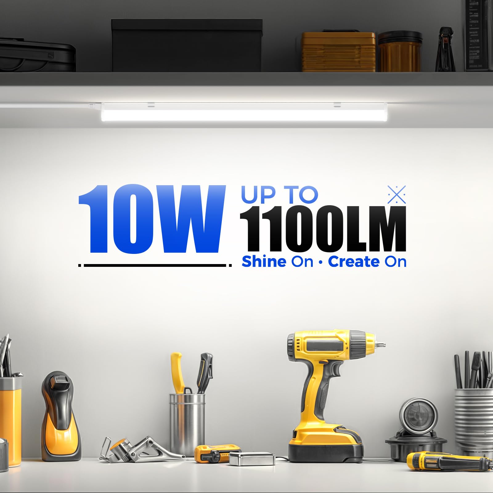 Barrina T5 10W LED Shop Lights 2FT 5000K 1100LM | Linkable & Corded Electric Switch | AAF10