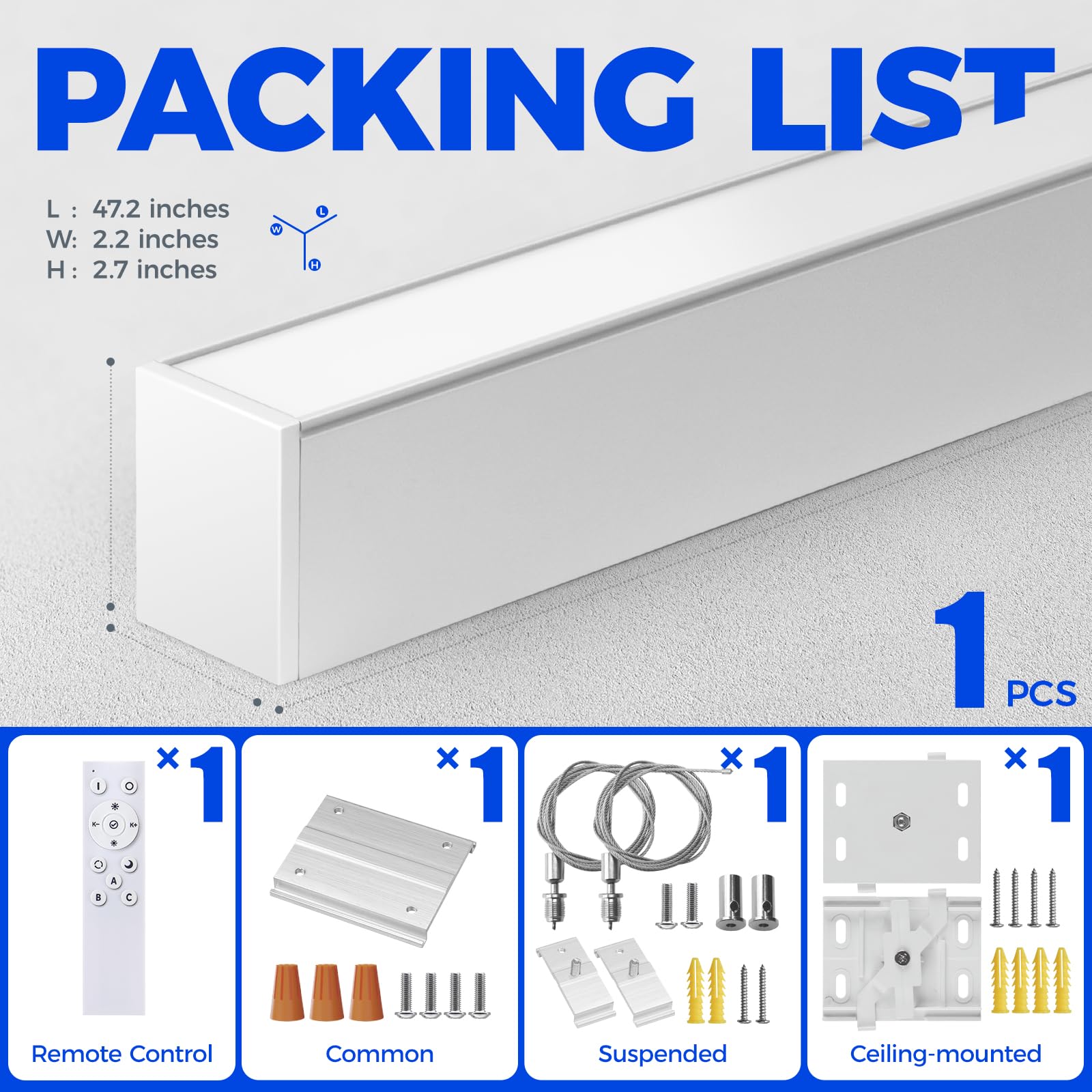 Barrina 5568 Remote Series 2nd-Generation 45W LED Linear Lights 4FT 3000K - 6000K 4500LM | Seamless Connection & Color Changing