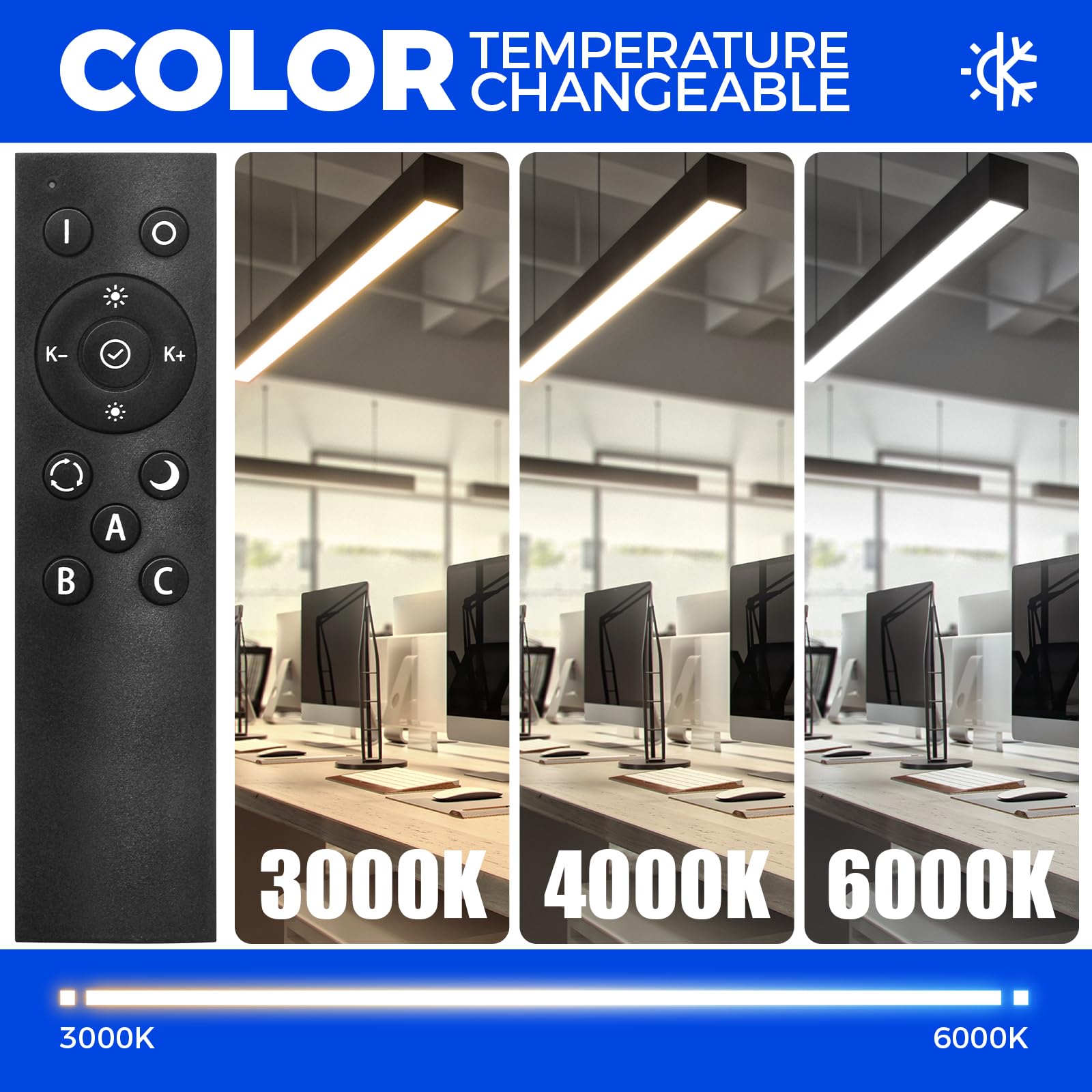 Barrina 5568 Remote Series 2nd-Generation 45W LED Linear Lights 4FT 3000K - 6000K 4500LM | Seamless Connection & Color Changing