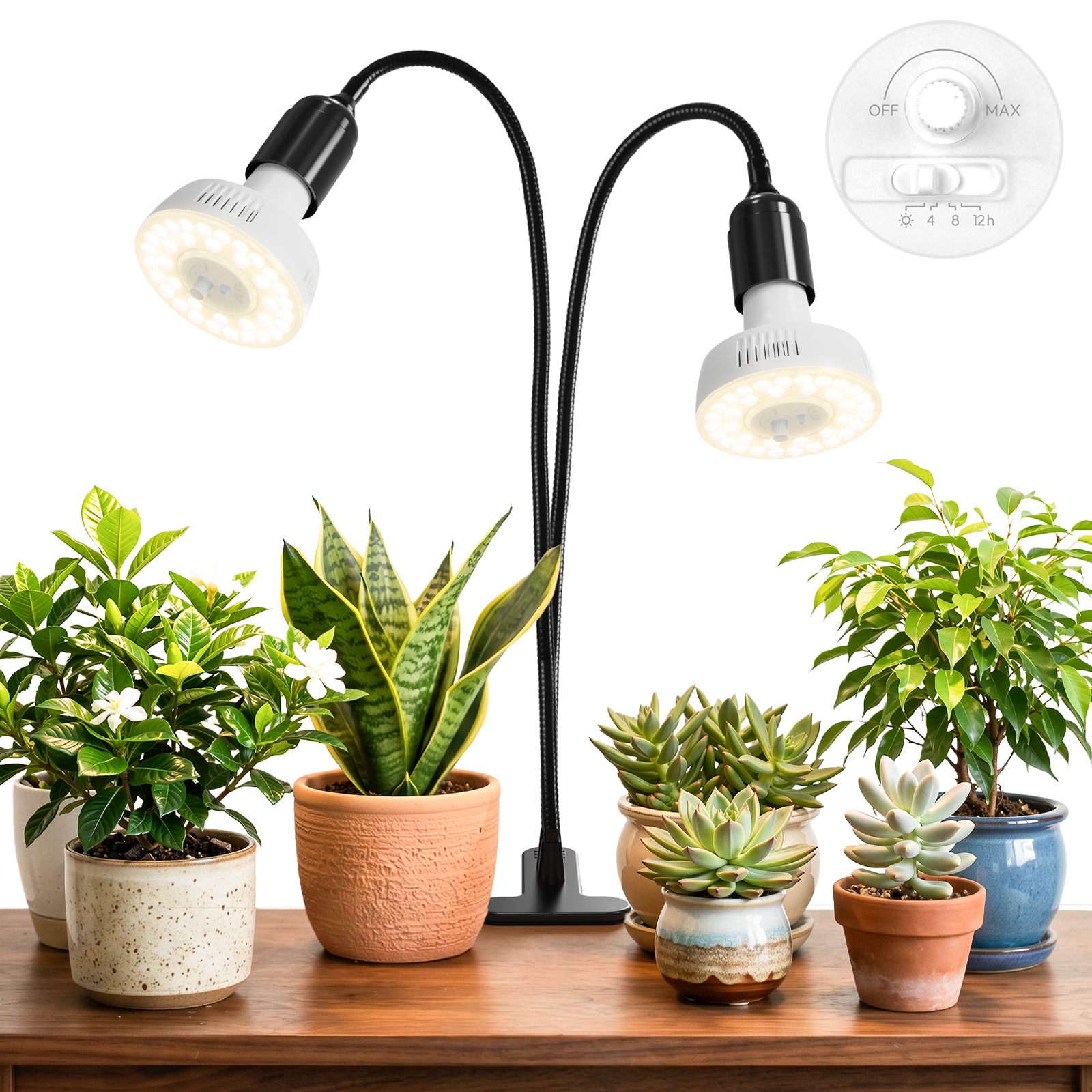 Barrina Orbgrow 2 x 11W Clip-On LED Grow Lights 5000K | Integrated Stepless Dimming & Timing | OG11A2