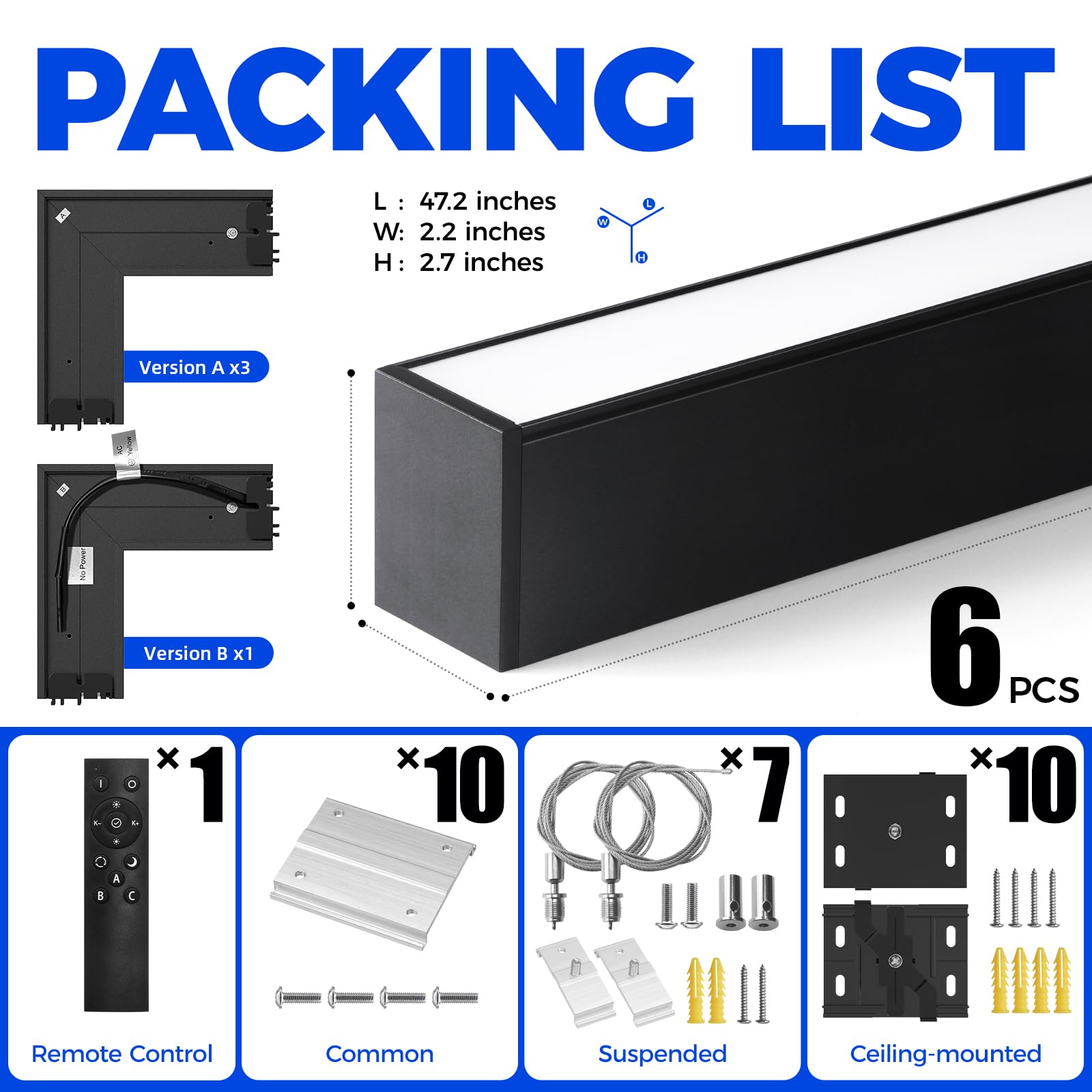 Barrina 5568 Remote Series 2nd-Generation 306W Rectangular Set LED Linear Lights 9FT * 5FT 3000K - 6000K 30600LM | Seamless Connection & Color Changing