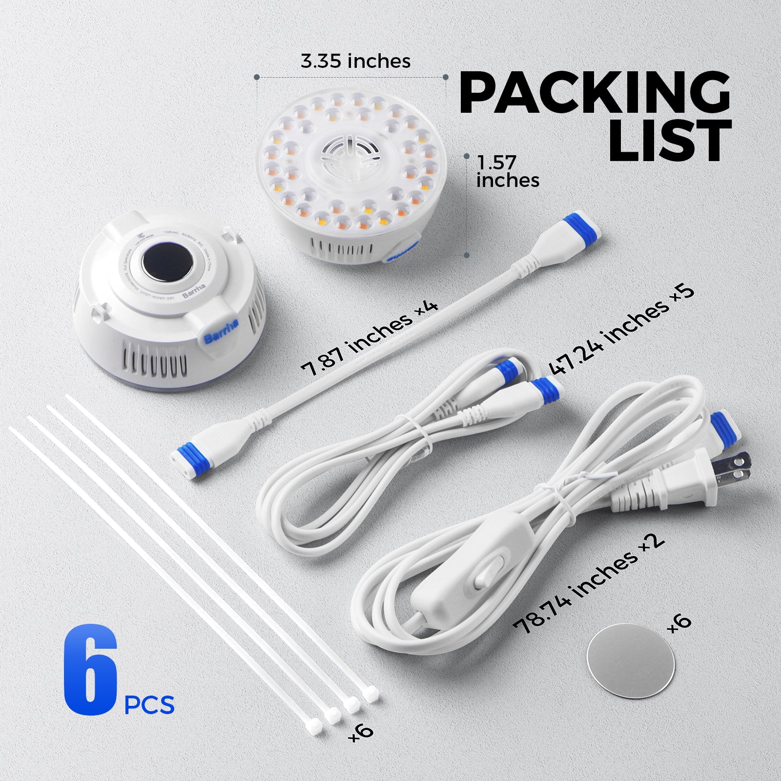 Barrina Orbgrow 9W LED Puck Grow Lights 3000K+6500K+660nm | Full Spectrum, Magnetic & Linkable | OG09