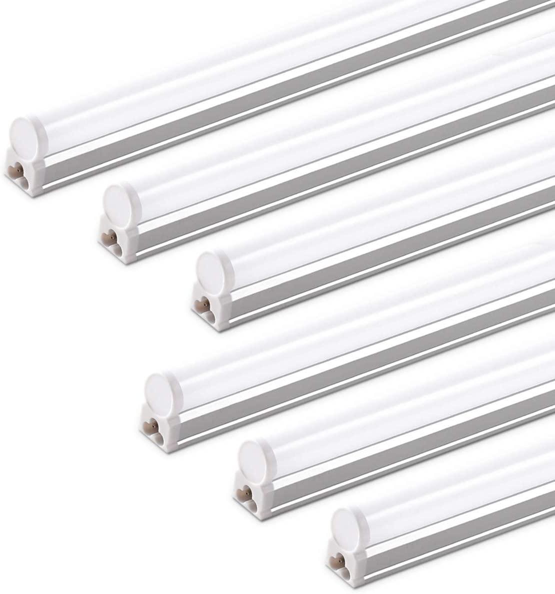 Barrina T5 10W LED Shop Lights 2FT 6500K 1100LM  6 Pack | Linkable & Corded Electric Switch | AAF10